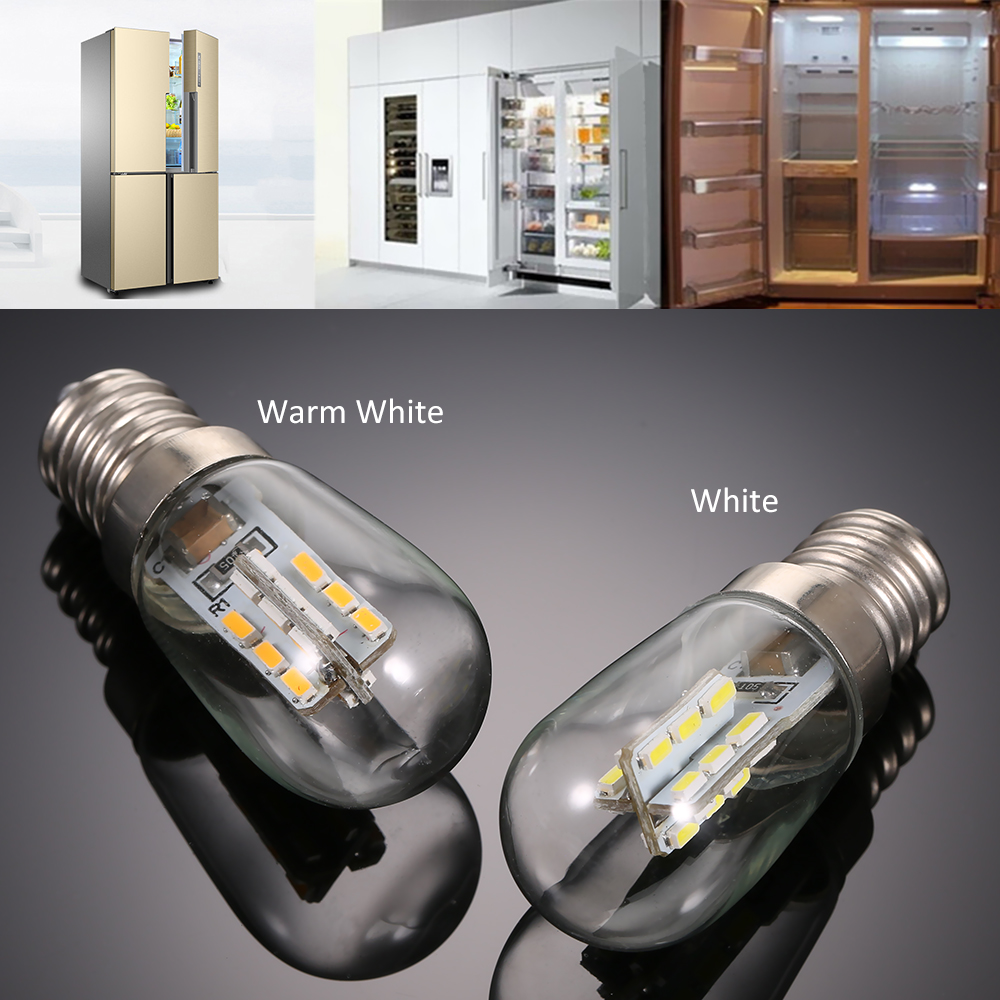 Dcenta Ac110v/ LED Mini Refrigerator Light Fridge Lamp E12 Bulb Base Socket Holder Smd3014, White